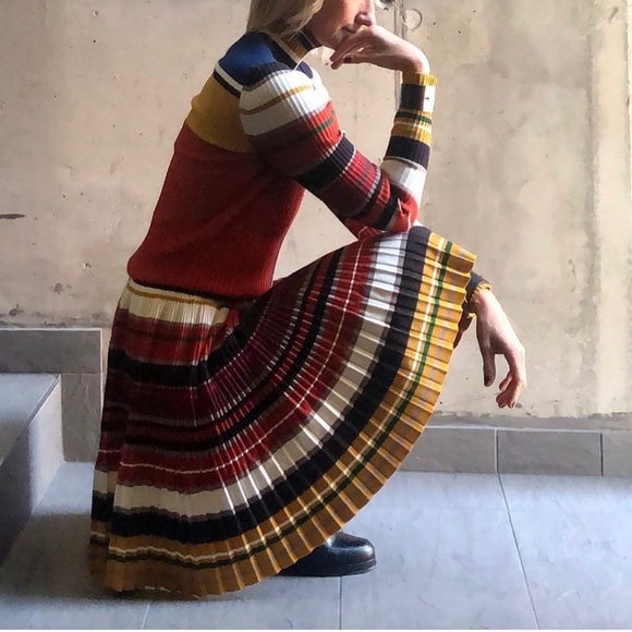 Weekend Max Mara Multicolor Turtleneck Fitted Sweater & Skirt SET Spring Sz:Xs/S - Picture 2 of 16